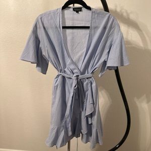 TopShop Blue Poplin Ruffle Dress - Basically New!